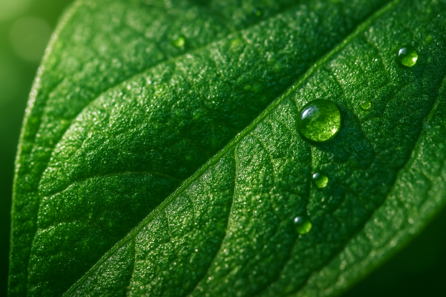 chlorophyll pigment on a leaf in nature 